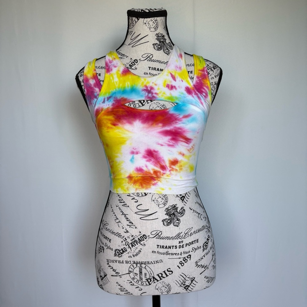 Helmut Lang cutout detail micromodal tie dye bra crop top size P XS - Picture 2 of 15